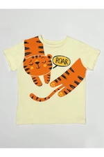 Denokids Roar Kaplan Boys' Yellow Combed Combed Cotton T-shirt