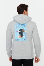 Trendyol Men's Gray Regular Fit Hoodie / Sweatshirt with Soft Pillows