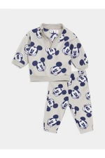 LC Waikiki High Neck Mickey Mouse Patterned Fleece Baby Boy Sweatshirt and Sweatpants 2-Piece Set