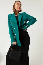 Lafaba Women's Green Gold Buttoned Jacket