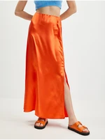 Orange women's satin maxi skirt VILA Ella - Women
