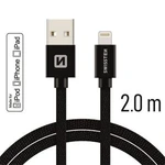 Swissten kabel Kabel Textile Lightning 2,0M Bk