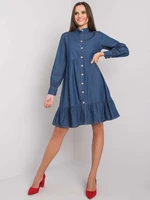 Dark blue dress with frills Sophia RUE PARIS