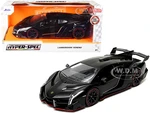 Lamborghini Veneno Matt Black "Hyper-Spec" Series 1/24 Diecast Model Car by Jada