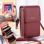 Fashion RFID Large Capacity with Multi-Card Slot Wallet PU Leather Touch Screen Mobile Phone Bag Crossbody Shoulder Pack