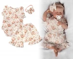 Zavinovací body, kraťasky + čelenka, mušelín, Pivoňky, Baby Nellys, smetanové, vel. 80 (9-12m) Zavinovací body, kraťasky + čelenka, mušelín, Pivoňky, Baby Nellys, smetanové, vel. 80 (9-12m)