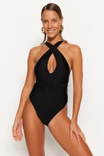 Trendyol Black V-Neck Alternative Use Regular Leg Swimsuit