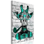 Obraz - Giraffe with Pipe (1 Part) Vertical Green