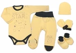 Baby Nellys 5-ti dílná soupravička do porodnice Baby Little Star - žlutá, vel. 62 (2-3m)