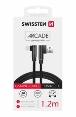 Textilní datový kabel Swissten Arcade USB/USB-C, 1,2m, černá