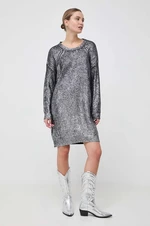 Šaty z vlněné směsi Pinko stříbrná barva, mini, oversize, 102128.A1A3