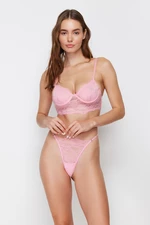 Trendyol Pink Lace Capless Knitted Lingerie Set