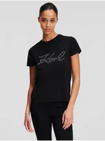 Čierne dámske tričko KARL LAGERFELD Rhinestone Logo