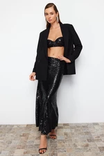 Trendyol Black Sequin Long Woven Skirt