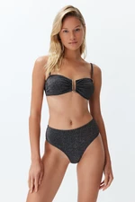 Trendyol Černé Bezkosticové Doplňky Třpytivá Prémiová Látka Brazilský Bikini Set