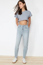 Trendyol Light Gray High Waist Slim Mom Jeans