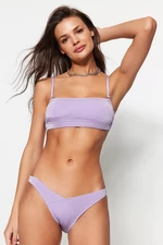 Trendyol Lilac V Cut Srebrzysty dół od bikini z wysokimi nogawkami