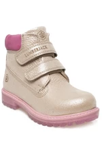 Lumberjack River Worker Pink Boys' Boots with a Velcro fastener.