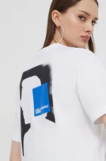 Bavlnené tričko Karl Lagerfeld Jeans dámsky, biela farba
