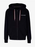 Tmavě modrá pánská mikina na zip s kapucí Tommy Hilfiger Global Stri - Pánské