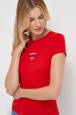 Tričko Tommy Jeans dámsky,červená farba,DW0DW17357