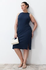 Trendyol Curve Gray Camisole Knitted Plus Size Dress