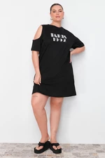 Trendyol Curve Black Glitter Print Detailed Knitted Dress