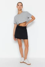 Trendyol Black Slit High Waist Denim Shorts Skirt