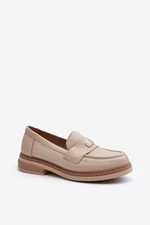 Women's leather loafers Zazoo, beige