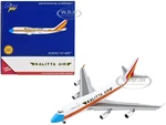 Boeing 747-400F Commercial Aircraft with Flaps Down "Kalitta Air" White with Stripes "Mask" Livery 1/400 Diecast Model Airplane by GeminiJets