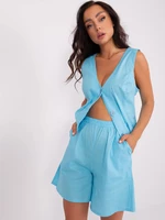 Light blue canvas summer set with shorts