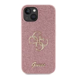 Zadní kryt Guess PU Fixed Glitter 4G Metal Logo pro Apple iPhone 13, růžová
