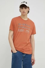 Bavlněné tričko G-Star Raw oranžová barva, s potiskem
