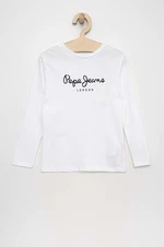 Dětská bavlněná košile s dlouhým rukávem Pepe Jeans New Herman bílá barva, s potiskem