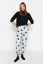 Trendyol sivé 100% bavlnené hviezdne pletené pyžamové nohavice