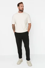 Trendyol Men's Black, Regular/Regular Cut with Label Appliques Rubber Leg Sweatpants.