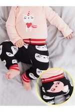 Denokids Cat Baby Girl Black Knitted Leggings-pants