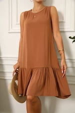 armonika Women's Brown Sleeveless Skirt FROLLED DRESS