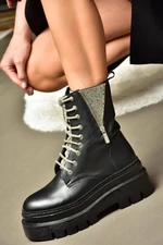 Fox Shoes R726659009 Women's Lace-Up Boots with Black Stones