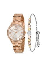 Polo Air Women's Wristwatch Roman Numeral Single Row Stone Dorica Bracelet Copper Color