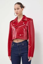 Bunda Moschino Jeans dámska, červená farba, prechodná