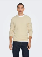 Cream men's basic sweater ONLY & SONS Panter - Men