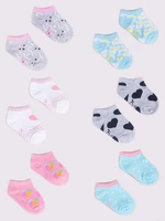 Yoclub Kids's Girls' Ankle Cotton Socks Patterns Colours 6-Pack SKS-0008G-AA00-003