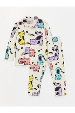 LC Waikiki Shirt Collar Long Sleeve Printed Baby Girl Pajamas Set