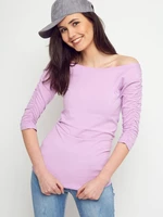 Basic blouse with ruffles on the sleeves lilac