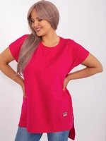 Fuchsia blouse plus sizes with longer back