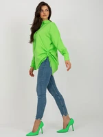 Light green women's oversize shirt with collar