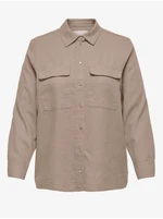 Beige ladies linen shirt ONLY CARMAKOMA Caro - Ladies