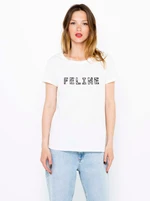 White T-shirt with CAMAIEU - Women