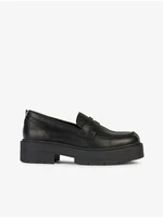 Black Women's Leather Moccasins on the Geox Spherica Platform - Women Black Women's Leather Moccasins on the Geox Spherica Platform - Women